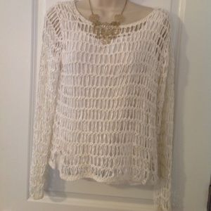 White cut out sweater